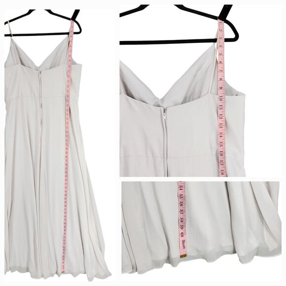 Morilee Bridesmaid Dress Gown sz 20 Women Chiffon Surplice Gathered Waist Silver - Picture 6 of 13